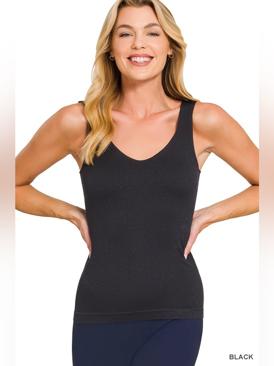 Zenana Outfitters Tops - Zenana Women’s Built-in Bra Seamless Tan Top